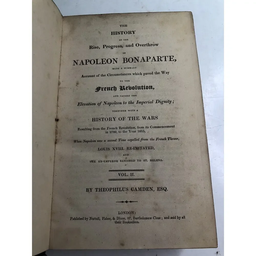 1814 Vols. 1 & 2 History of Rise Progress Overthrow NAPOLEON BONAPARTE Camden